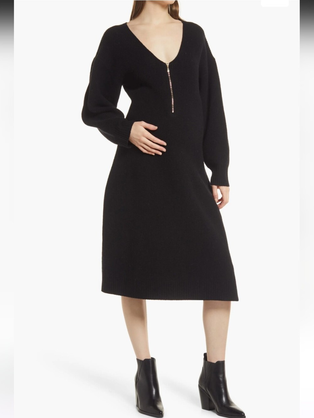 Emilia George Yak Wool Black Maternity Sweater Dress Size XS